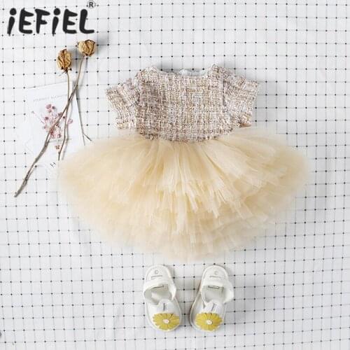 Ins Style Sweet Toddler Baby Girl Crochet Tulle Party Tutu Ball Gown Dress Vintage New Born Toddler Kids Birthday Wedding Dress