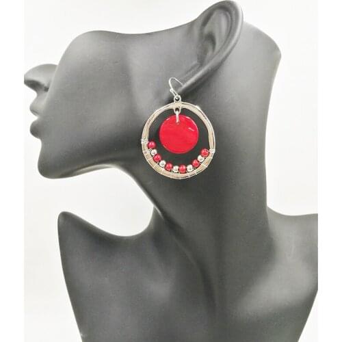 Earings Fashion Jewelry 2020 Natural Red Shell Circle Geometric Dangle Drop Earrings for Women Jewelry Accessories Wholesale