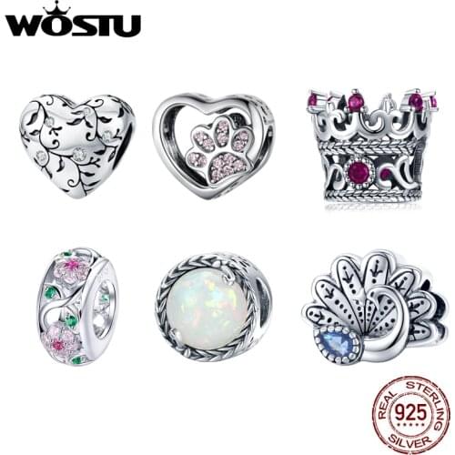 WOSTU 100% 925 Sterling Silver PL 3 Day Delivery Heart Infinity love Charm Fit Original Bracelet Pendant Beads For Jewelry
