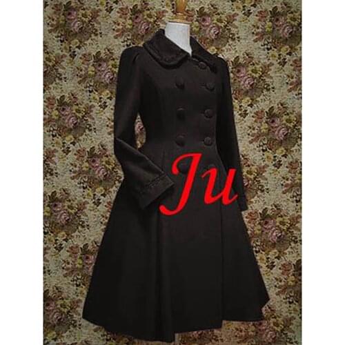 Fondcosplay gothic Lolita Punk Wool black Coat Jacket Dress Cosplay Costume Tailor-made[CK460]