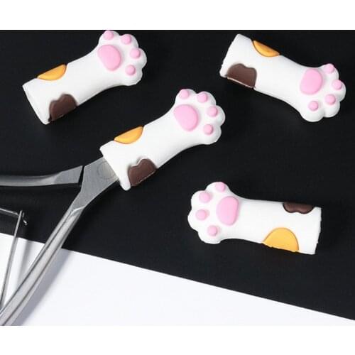 Silicone Nipper Cover Cute Cat Paw Protective Sleeve For Nail Cuticle Scissors Manicure Pedicure Tools Dead Skin Tweezers Cap