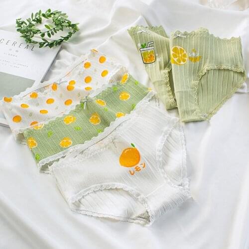 Cute Fruit Print Women Underwear Cartoon Panties Briefs Cotton 2021 New Plus Size Womens Underpants Seamless Lingerie Femme XXL
