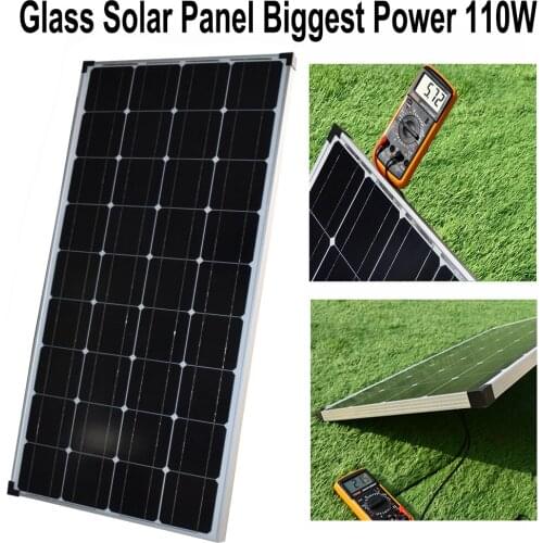 Aluminum Frame 30MM Glass Solar Panel 100W 110W 36cell 3.3w/cell 12V Battery Charge For Home Car Boat