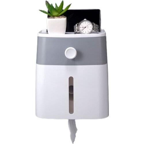 Bathroom Waterproof Tissue Storage Box Toilet Paper Roll Holder Wall Mount Paper Towel Dispenser Multipurpose Storage