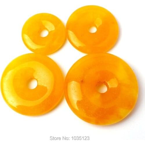 High Quality Smooth Natural Yellow Jades Stone Coin Shape 25/30/35/40mm Necklace Bracelet Jewelry DIY Gems Loose Beads wj278