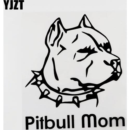 YJZT 14.3CM×16.5CM Personality Animal Pitbull Mom Vinyl Car Sticker Decal Black/Silver 8C-0410