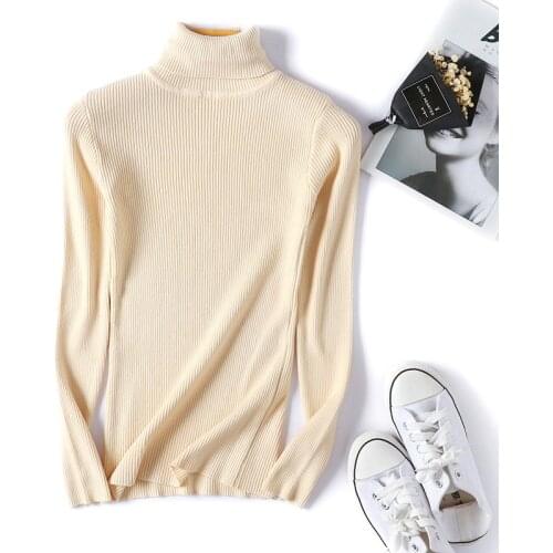 Autumn Winter Sweater Women Long Sleeve Pullover Women Rib Basic Turtleneck Sweaters Women 2021 Korean Style Knit Tops Femme