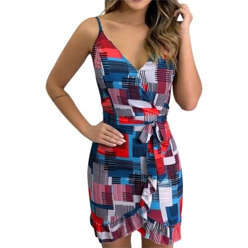 AGACE Bohe Summer Womens Dress Mini Elastic Waist Dress Sexy Casual Print Dress Fashion lady Elegant Party Beach Dresses A313