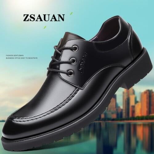 ZSAUAN Cow Split Leather Spring Autumn Men Business Shoes Comfort Formal Social Suit Dress Shoes Office Work Salesman Daily Shoe