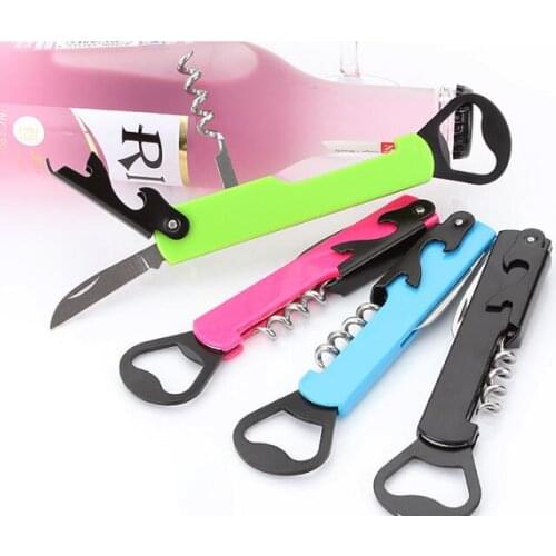 1PC Stainless Wine Screw Corkscrew Opener Professional Waiters Friend Wine Bottle Beer Cap Opener Kitchen Bar Tools KX 236