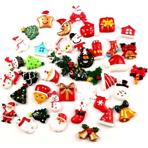 100Pcs Mixed Resin Christmas Series Cabochon Flatback Decoration Crafts Embellishments For Scrapbooking Diy Accessories