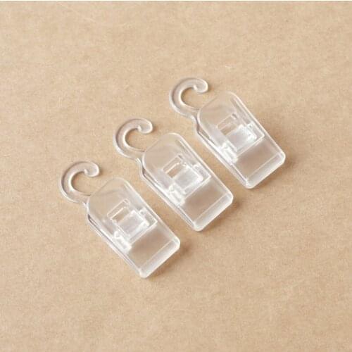 100pcs Transparent Plastic Hook Clip Portable Travel Mini Clothespin Socks Towel Clip