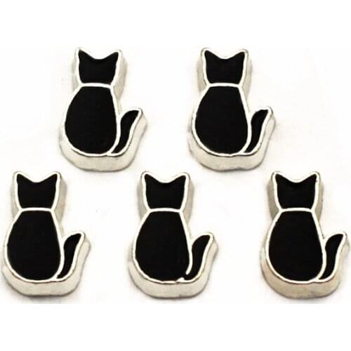 Newest 12pcs/lot Charms cat Floating Charms for Floating Memory charms Lockets DIY Jewelry