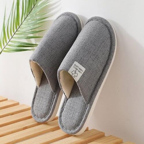 2021 Slippers For Womens Men Linen Shoes Women Household Slippers Indoor Floor Shoes High Quality Casual Daily Shoes Hausschuhe