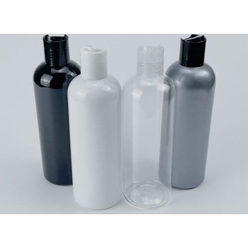 BEAUTY MISSION 20pcs 300ml Gray Pet Shampoo Cosmetic Oil Plastic Lotion Bottle Disc Cap Refillable Perfume Container