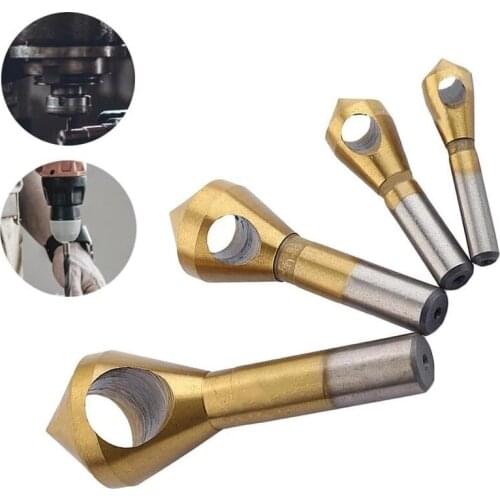 4pcTitanium -plated Deburring Drill Conical Hole Steel Cutter / Aluminum Countersunk Head High Speed Steel ChamferingDrill Bit