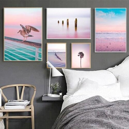 5D DIY Diamond Painting Pink Purple Beach Seascape Diamond Embroidery Cross stitch kits Diamond Mosaic Home Decor Mystery Box