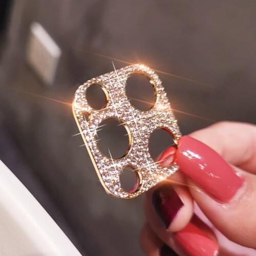Diamond Metal For iPhone 12 Mini 11 Pro Max Phone Camera Lens Case Rhinestone Glitter Full Screen Protective Lense Film Cover