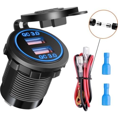 Cigarette Lighter Socket Car USB 12V-24V Cigarette Powerful Lighters QC3.0 Fast Charging Phone Ipad Charge Electronics Accessor