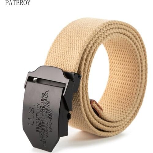 Pateroy Canvas Belt Soviet National Emblem Metal Buckle Jeans Belts for Men Army Military Tactical Belts Male Strap Plus Size