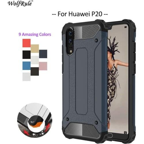 WolfRule For Cover Huawei P20 Case Anti Knock Soft Silicone TPU & PC Armor Back Phone Case For Huawei P20 Cover Shell 5.8