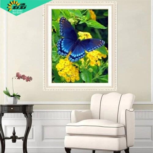 Flower and Butterfly Diamond mosaic needlework decorative picture Embroidery with diamond Painting by numbers rhinestones WX06