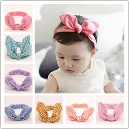 Baby Rabbit Ears Hair Ornaments Tie Bow Headdress Girls Headband Hair Hoop Stretch Cotton Bowknot Headbands Hair Accessories
