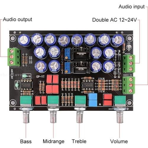 Finished NE5532 Hifi Preamp Tone Board OP AMP Tone Preamplifier Volume Control Amplifiers Audio Board Dual AC12V-22V