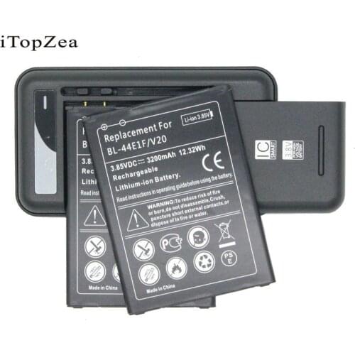 ITopZea 2x 3200mAh 12.32Wh BL-44E1F BL44E1F BL 44E1F Replacement Battery + Universal Wall Charger For LG V20 H990