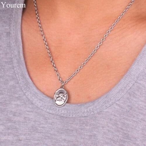 YOUREM 3MM stainless steel aesthetic love cupid necklace for women angel choker necklaces jewelry antique silver color pendant