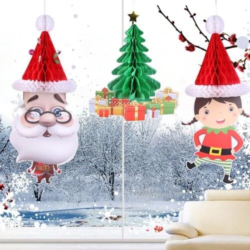 Creative Funny Christmas Ornament Adorable Doll Honeycomb Paper Doll Hanging Pendant Garden Home Christmas tree Decor