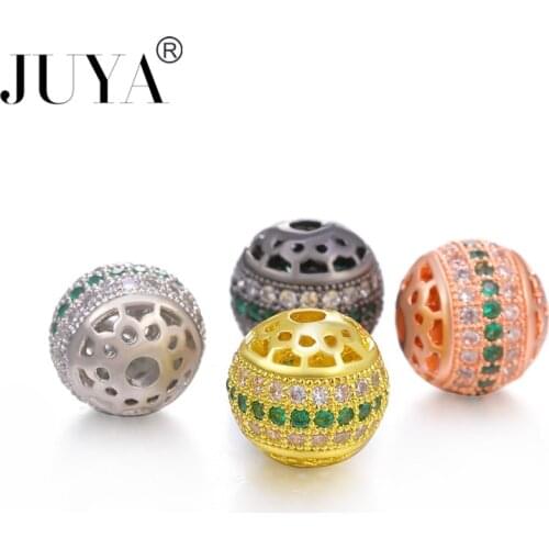 10 Pcs\lot 10 mm Round Spacer Loose Beads For Jewelry Making Cubic Zirconia Micro Charm Connectors DIY Handmade Jewelry Findings