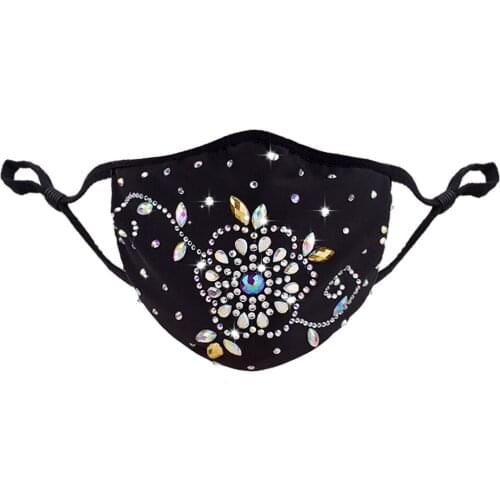 Masquerade Mask for Women Dustproof Galloween Rhinestone Mardi Gras Reusable Washable Festival Jewelry Party Face Cover