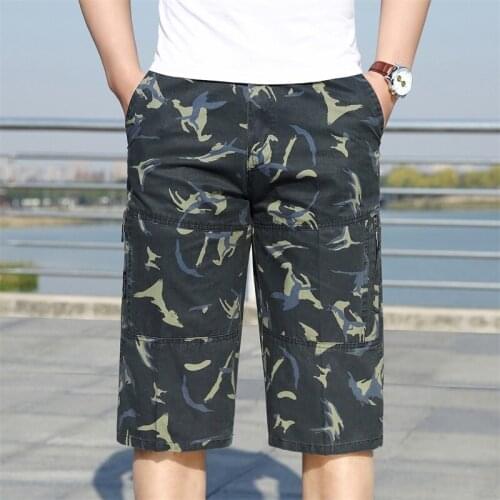 Mens Summer New Casual Loose Camouflage Cargo Shorts Men Multi-Pocket Cotton Street Military Knee-Length Beach Shorts 6XL