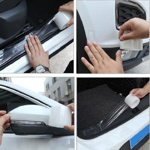 Anti Collision Auto Car Door Stickers PVC Film Transparent Strip Guards Rear Guard Threshold Protection Strips Scratch-resistant