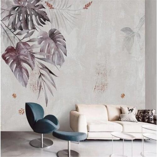 Milofi custom 3D wallpaper mural Nordic modern hand-painted abstract art leaf plant bedroom living room background wall