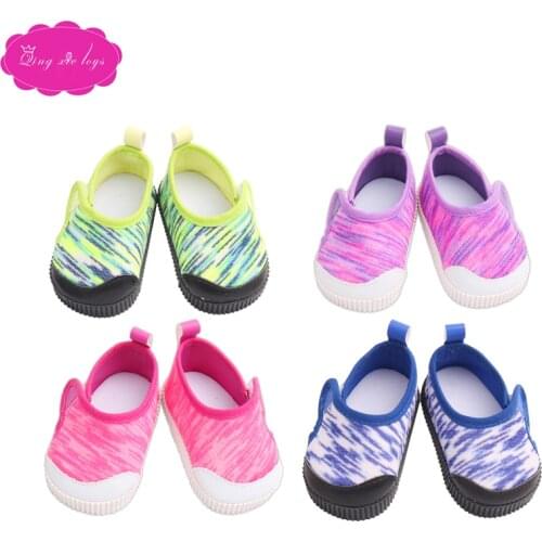18 inch Girls doll shoes Sports shoes fashion canvas shoe American new born sneakers Baby toys fit 43 cm baby dolls s176