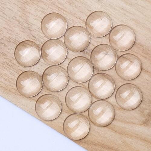 Onwear 50pcs 12mm Glass Cabbochon clear flat back round diy jewelry findings High Quality