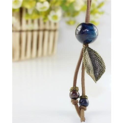 Miredo jewelry wholesale fa simple leaf shion Ceramic pendant artware necklace free shipping #1819
