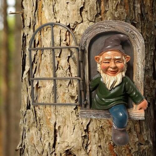Resin Naughty Garden Gnome Garden Decoration Statue White Old Man Fairy Garden Ornament Accessories Elves Desk Decor Gift