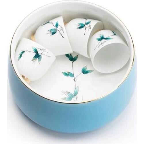 Hand-Painted Kung Fu Tea Set Tea Ceremony Accessories Writing-Brush Washer Ceramic Chinese-Style Tea Slag Tank Cup Wash TeaBasin