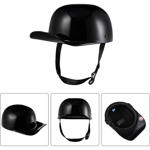 Black Adult Open Face Half Retro Helmet Moto Vintage Motorcycle Motorbike Biker Riding Crash For Scooter Cruiser Chopper