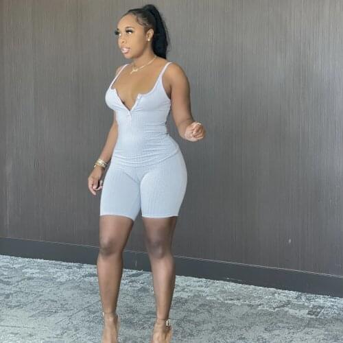 CM.YAYA Ribbed Solid Womens Set Fashion Button Up Tank Tops and Shorts Matching Two 2 Piece Outfits Active Yoga Tracksuit