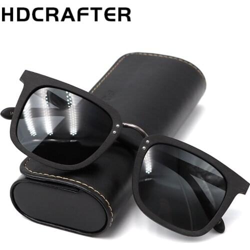 HDCRAFTER Mens Wood Sun Goggles Sunglasses Polarized Mirror Lens Sun Glasses Women Brand Design Square Goggles Oculos de sol