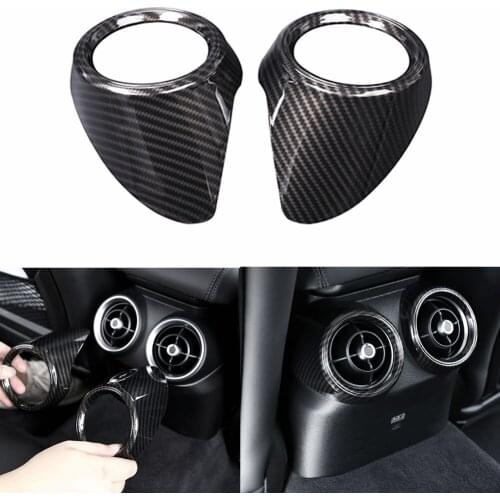 Carbon Fiber Style Rear Row Air Conditioning Vent Outlet Cover Trim fit for Alfa Romeo Giulia 2018 2019 2020
