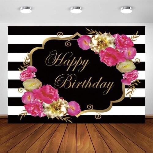 Yeele Black and White Stripes Backdrop Photography Baby Shower Birthday Party Golden Text Background For Photo Studio Photophone