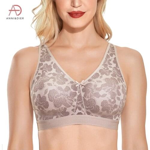 Womens Wireless Bra Plus size Sleep Cotton Unlined Comfort Support Smooth Non-padded Floral