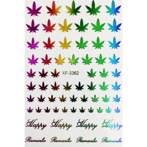 1Sheet Colorful Laser Nail Stickers (Charm Leaf Laser Luminous)Nail 3D Nail Art Adhesive DIY Tips For Manicure Decoration