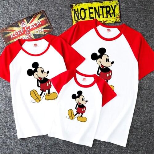 2021 New Disney 1pc Mickey Mouse Print Family Matching T-shirt Short Sleeve Family Look T-shirts Mother and Daughter Clothes