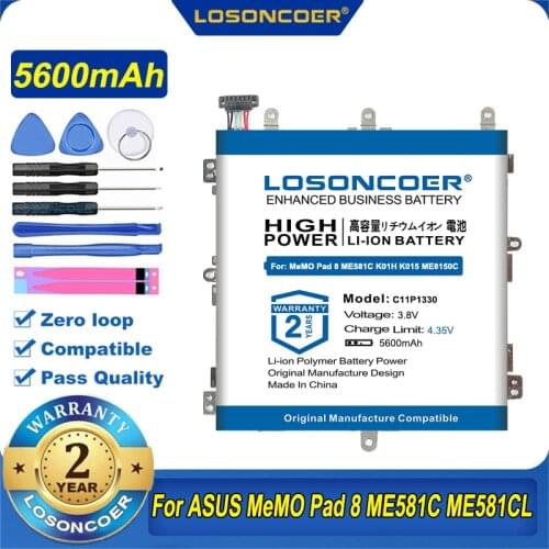100% Original LOSONCOER 5600mAh C11P1330 C11PN3H C11Pn93 For ASUS MeMO Pad 8 ME581C ME581CL K01H K015 ME8150C Battery